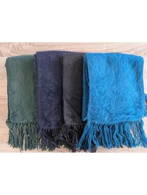 Handmade Alpaca Camargo Alpaca Wool Fringed Scarf Unisex Gift Lot Of 4 Colors